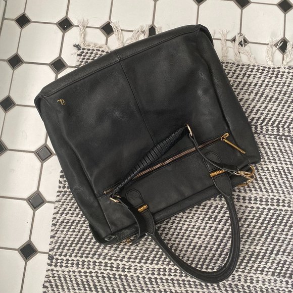 ELLIOT LUCCA Black Leather Bag W Crossbody Strap EXC - Picture 8 of 8